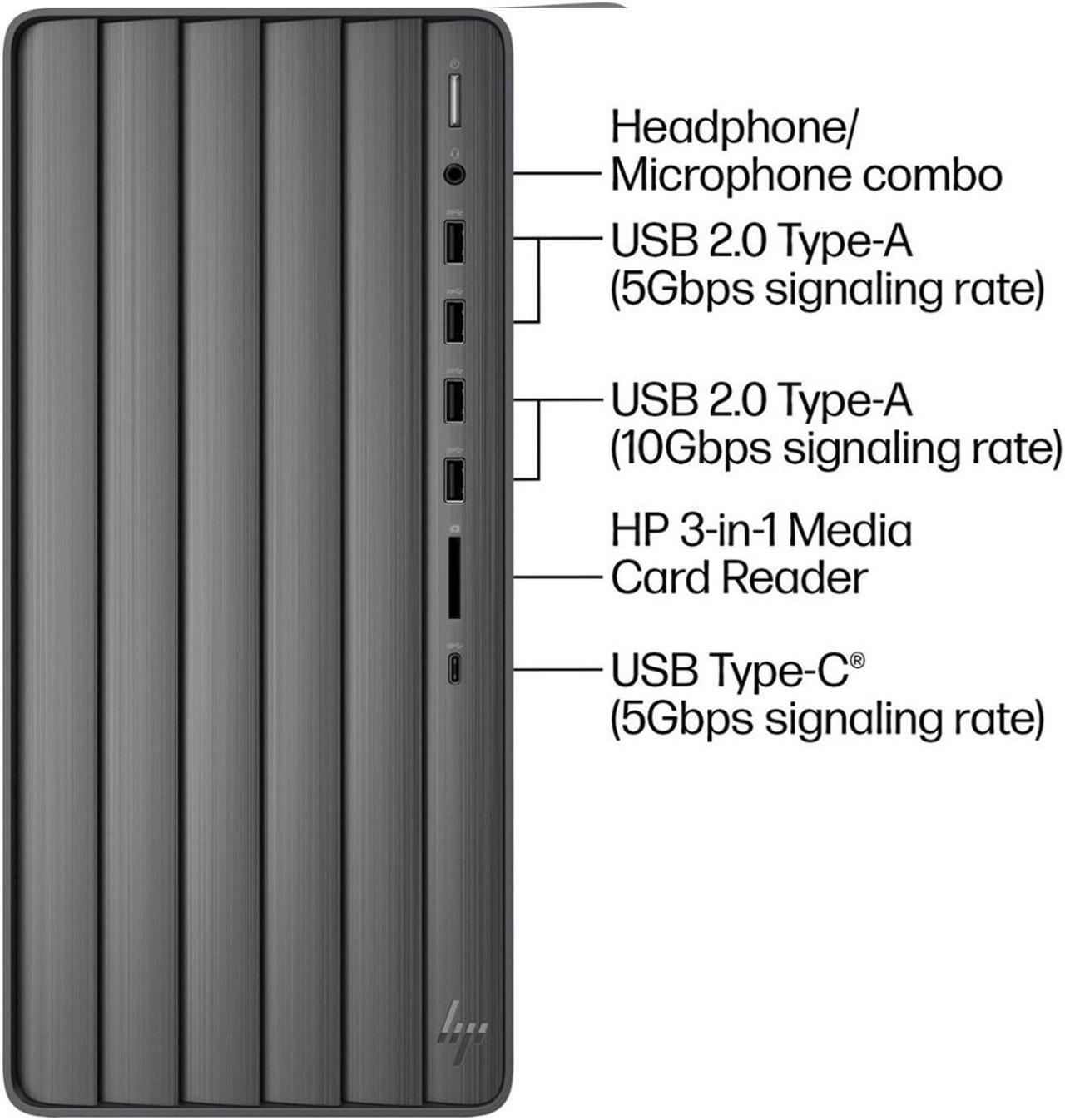 Alt view image 4 of 7 - HP Newest Envy Intel i5 Tower Desktop, Intel i5-14400 (Beats Intel i7-13650HX), Intel UHD Graphics, 16GB RAM, 1TB SSD, with External 512GB SSD Bundle, Wi-Fi 6, RJ45, Windows 11 Home, Black