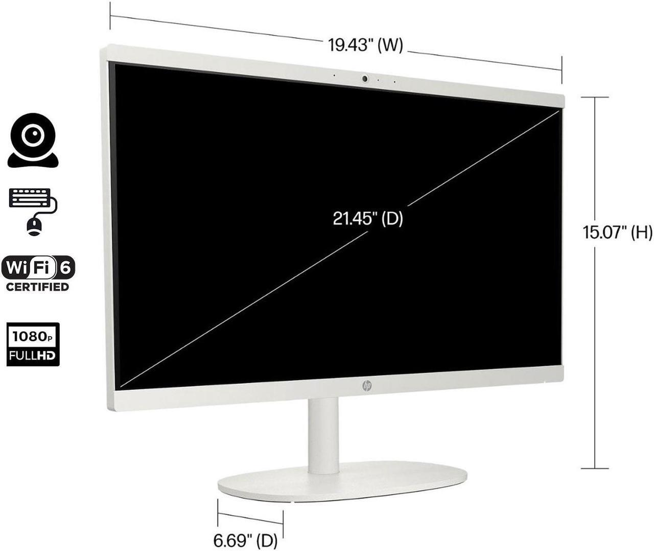 Alt view image 3 of 7 - HP Premium All-in-One Desktop, 21.5" FHD Display, Intel Celeron J4025, 32GB RAM, 2TB SSD, Webcam, HDMI, Wi-Fi 6, Wired KB & Mouse, Windows 11 Home, White, UC310 256GB USB Flash Drive Black Bundle