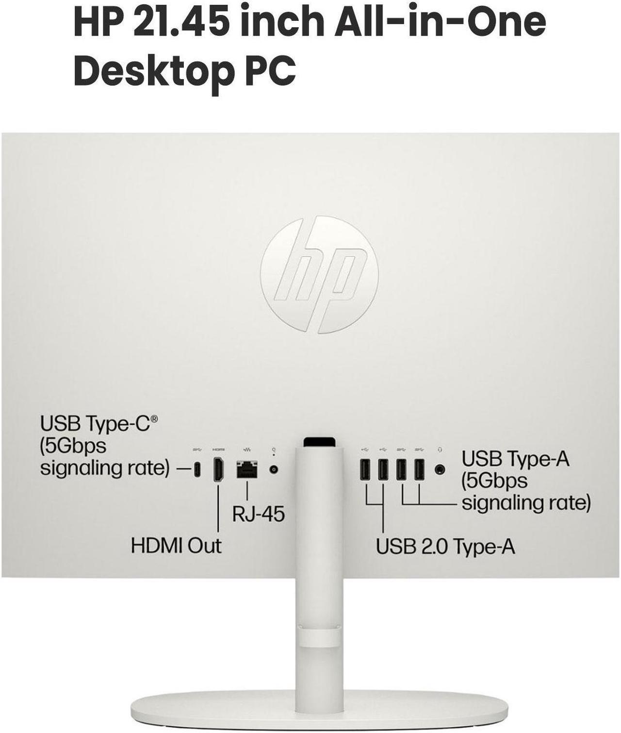 Alt view image 4 of 7 - HP Premium All-in-One Desktop, 21.5" FHD Display, Intel Celeron J4025, 32GB RAM, 2TB SSD, Webcam, HDMI, Wi-Fi 6, Wired KB & Mouse, Windows 11 Home, White, UC310 256GB USB Flash Drive Black Bundle