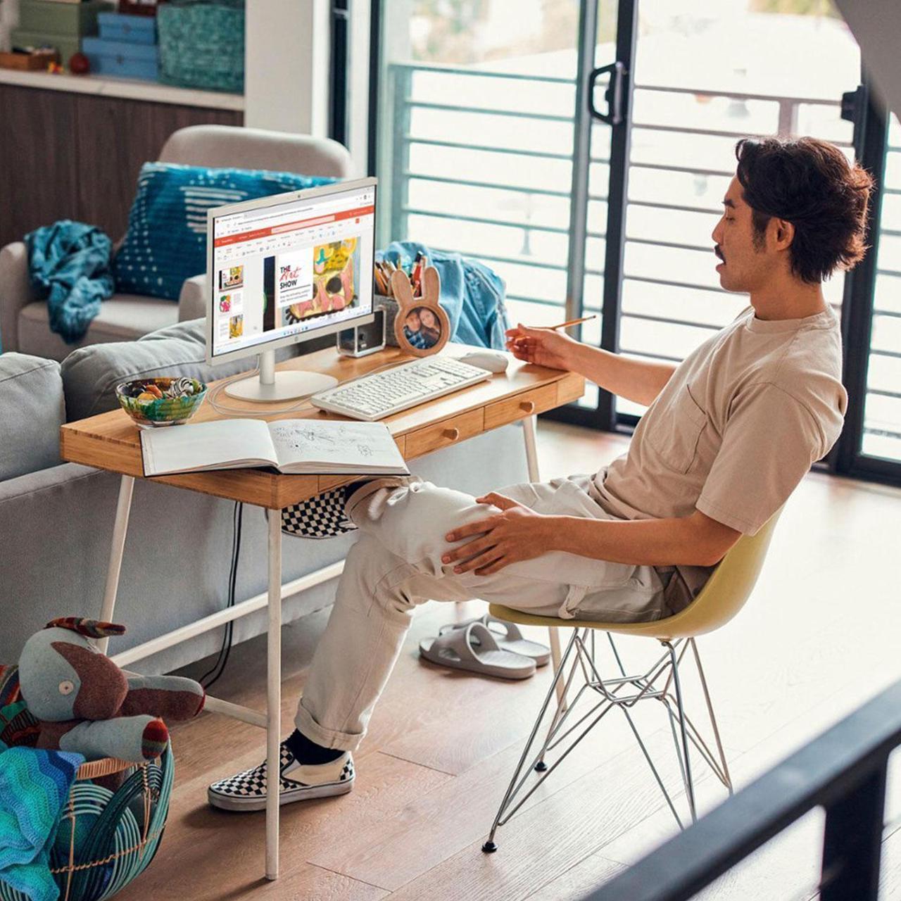 Alt view image 5 of 7 - HP Premium All-in-One Desktop, 21.5" FHD Display, Intel Celeron J4025, 32GB RAM, 2TB SSD, Webcam, HDMI, Wi-Fi 6, Wired KB & Mouse, Windows 11 Home, White, UC310 256GB USB Flash Drive Black Bundle