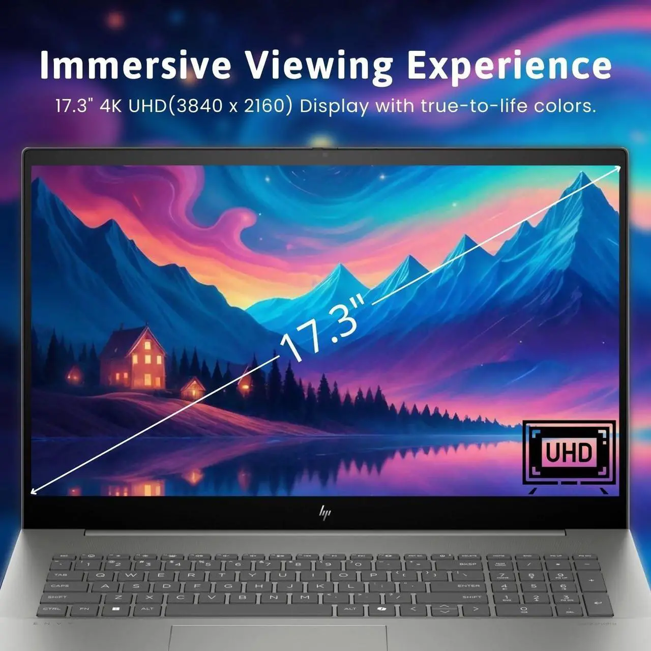Alt view image 2 of 6 - HP Newest Envy Ultra 7 RTX 3050 Business Laptop, 17.3" UHD Diaplay, Intel Core Ultra 7 155U, NVIDIA GeForce RTX 3050, 64GB DDR5 RAM, 1TB SSD, Backlit KB, Wi-Fi 7, W11P