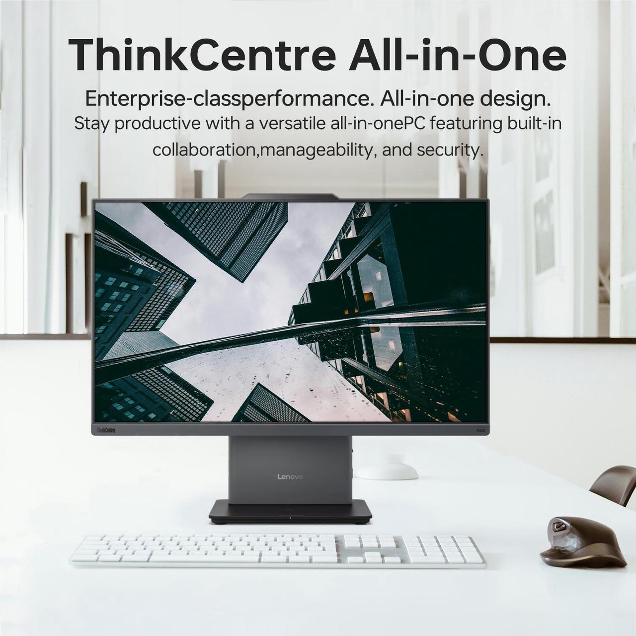 Alt view image 4 of 5 - Lenovo ThinkCentre Neo 50a Business All-in-One, 23.8" FHD Anti-Glare Display, Intel Core i7-13620H, 16GB DDR5 RAM, 512GB SSD, Wired KB & Mouse, HDMI, RJ-45, Webcam, Wi-Fi 6, Windows 11 Pro, Black