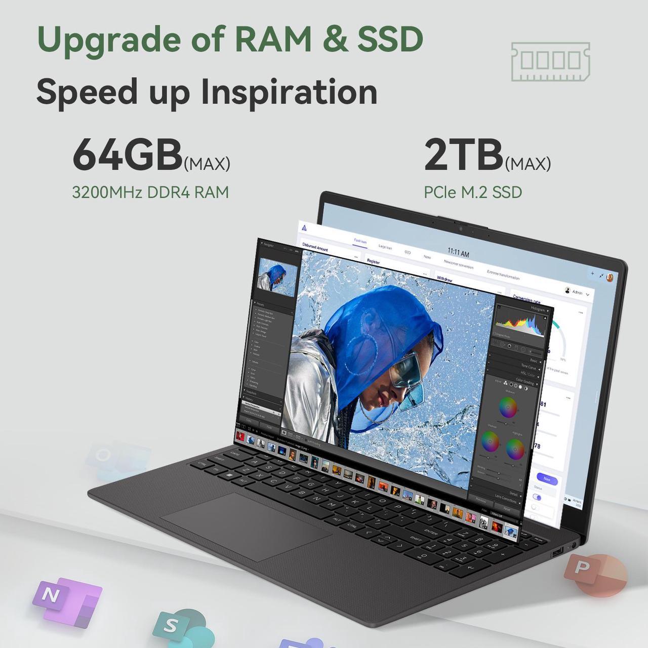 Alt view image 4 of 6 - HP Newest 255 G10 Professional Business Laptop, AMD Ryzen 7 7730U, 15.6" FHD IPS Display, 32GB RAM, 1TB PCle SSD, HDMI, Wi-Fi 6, Webcam, Windows 11 Pro, Black