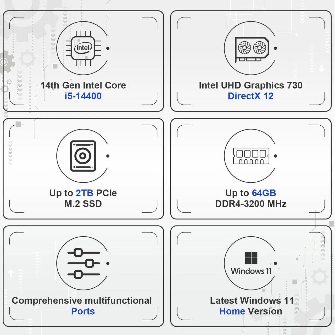 Alt view image 3 of 6 - Lenovo IdeaCentre Pro 3 i5 Desktop, Intel i5-14400,7-in-1 Card Reader, 16GB RAM, 1TB SSD, Wi-Fi 6, VGA, Wired KB & Mouse, Windows 11 Pro