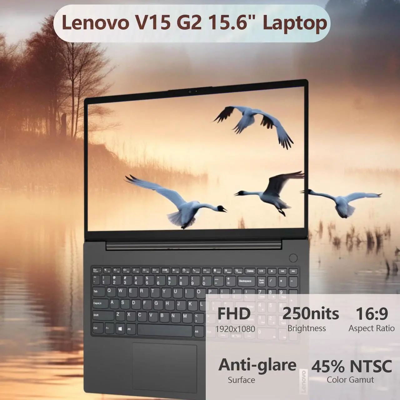 Alt view image 2 of 6 - Lenovo V15 15.6" FHD Laptop, Intel Dual-core Processor, 16GB RAM, 1TB SSD, Webcam, HDMI, Wi-Fi, Windows 11 Pro, Black