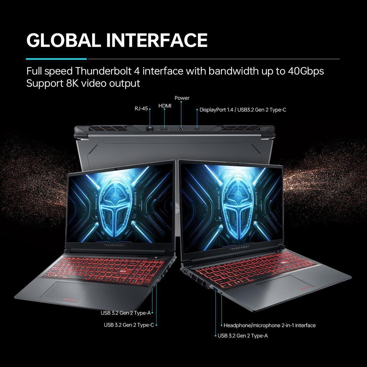 Alt view image 6 of 6 - Thunderobot Radiant 15 Gaming Laptop, 15.6" QHD 165hz 2.5K Display, 14th Gen Intel i7-14650HX, NVIDIA GeForce 4060, 32GB DDR5 RAM, 1TB SSD, RGB Backlit KB, Touchpad, Wi-Fi 6, Windows 11 Home
