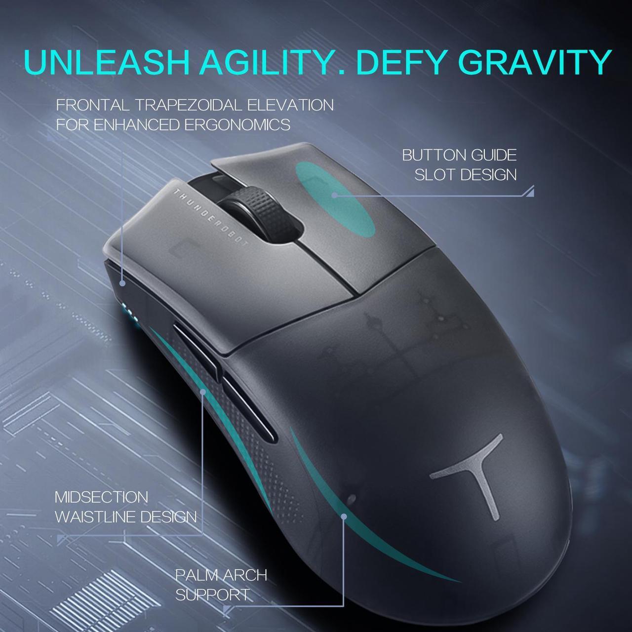 Alt view image 5 of 6 - THUNDEROBOT ML903 Wireless Gaming Mouse with RGB Charging Dock, 26K DPI, 650 IPS, 65g Ultra-Lightweight, Tri-Mode Connectivity, 70Hrs+ Battery, Ergonomic, 4K Polling Rate with Magnetic Dock