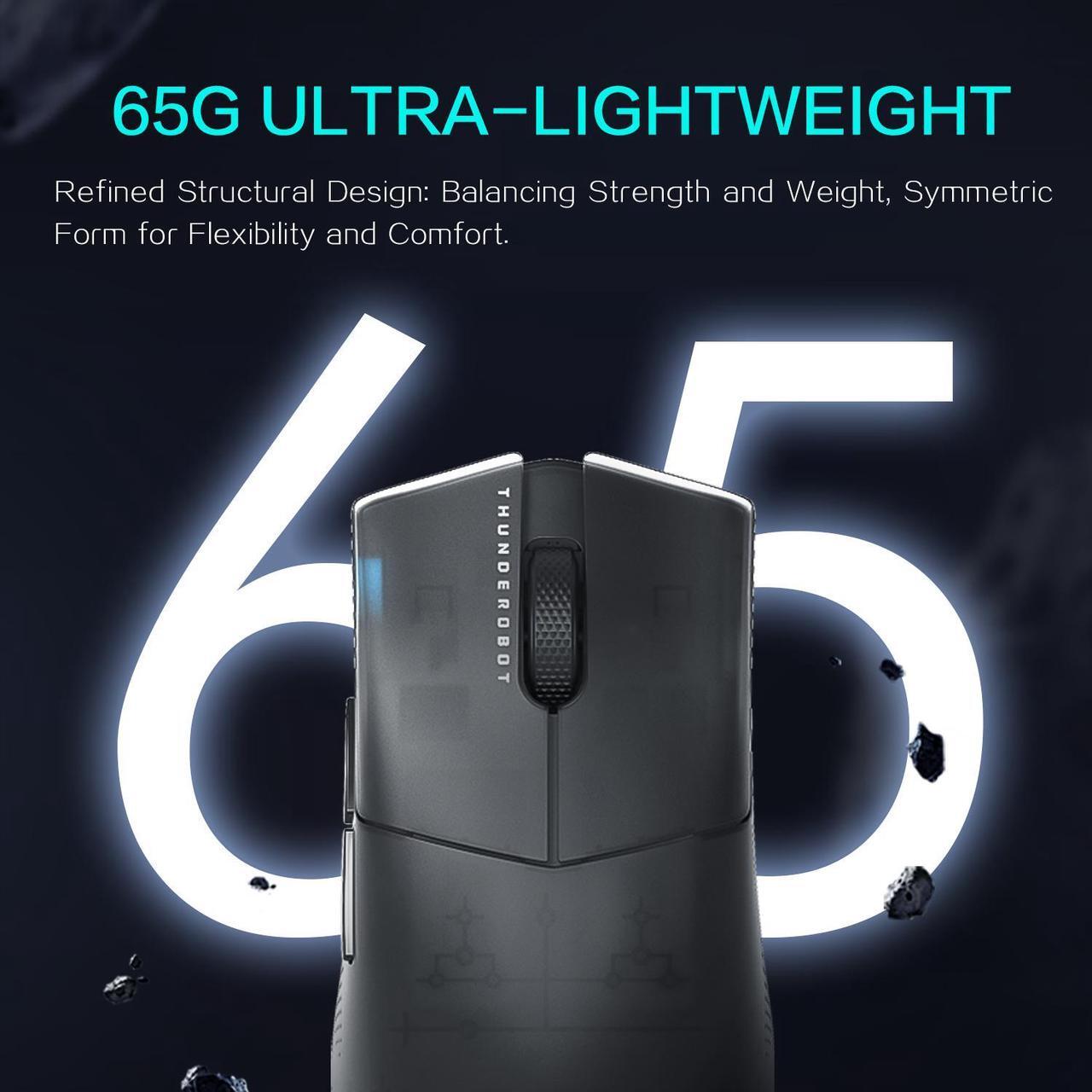Alt view image 3 of 6 - THUNDEROBOT ML903 Wireless Gaming Mouse with RGB Charging Dock, 26K DPI, 650 IPS, 65g Ultra-Lightweight, Tri-Mode Connectivity, 70Hrs+ Battery, Ergonomic, 4K Polling Rate with Magnetic Dock
