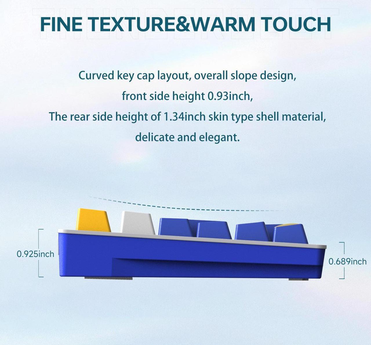 Alt view image 6 of 6 - THUNDEROBOT K104 Wired Mechanical Keyboard 100% full-size model with 104 keys, for working & gaming, upgraded hot-swappable socket, Customizable RGB backlit, PBT keycaps, Red switches, Blue whimsy