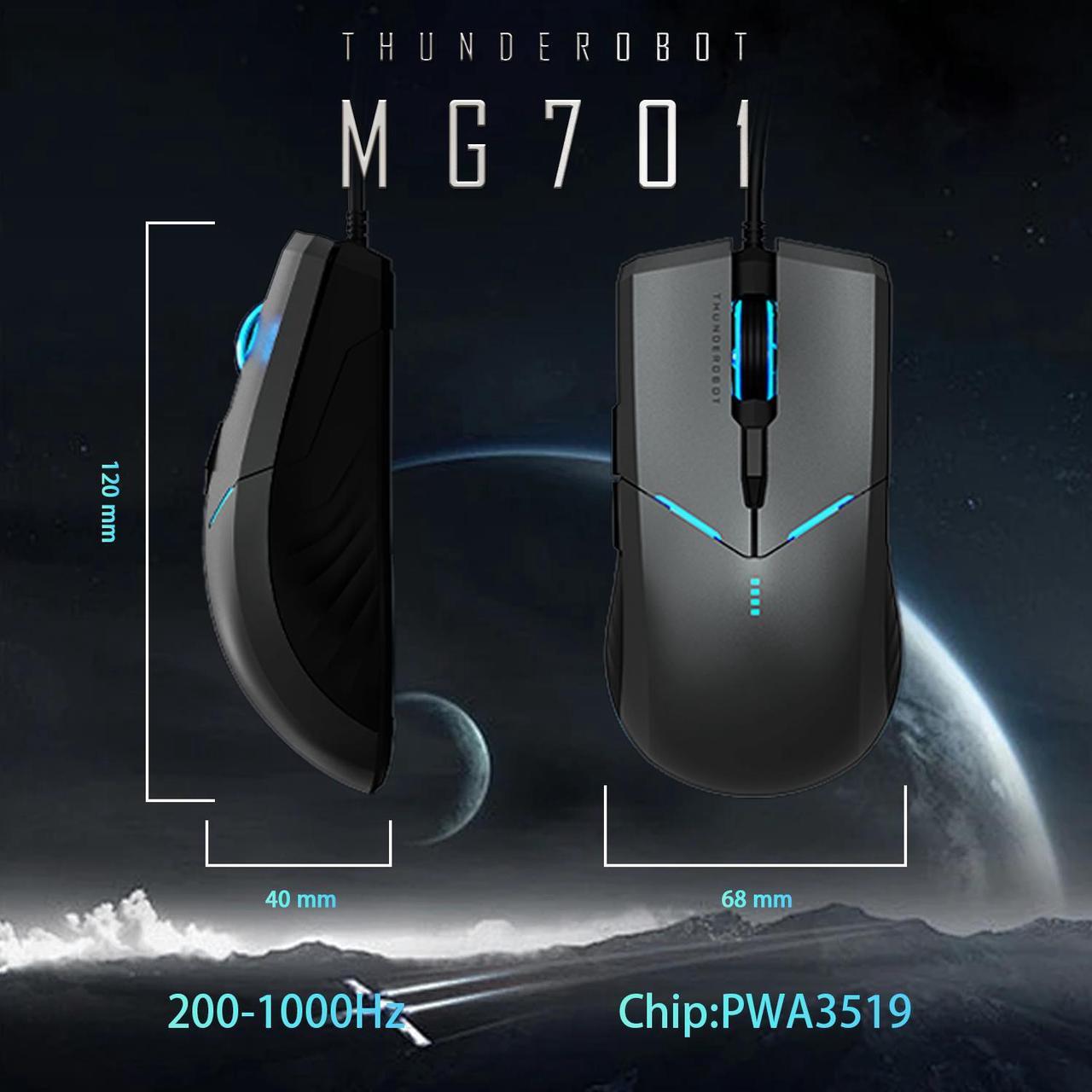 Alt view image 3 of 6 - Thunderobot MG701 Wired Gaming Mouse, Ultimate Gaming-Grade Chip, 4200 DPI Optical Sensor, High Rolling Rate, Ergonomic Design with Anti-Slip Side Grips, Black