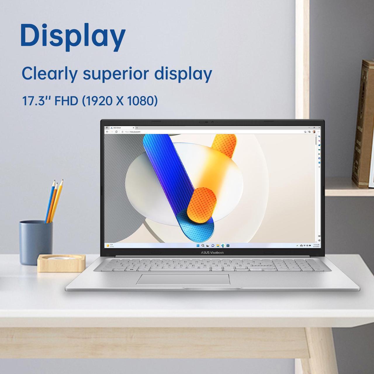 Alt view image 6 of 7 - ASUS Vivbook F1704 AI Premium Laptop, 17.3" FHD Display, Intel Core i7-1355U, 24GB RAM, 1TB SSD, Backlit Numeric KB, Privacy Camera, Windows 11 Home, Silver