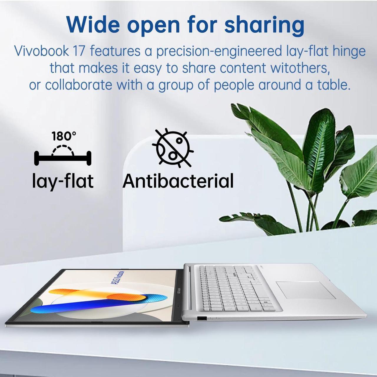 Alt view image 7 of 7 - ASUS Vivbook F1704 AI Premium Laptop, 17.3" FHD Display, Intel Core i7-1355U, 24GB RAM, 1TB SSD, Backlit Numeric KB, Privacy Camera, Windows 11 Home, Silver