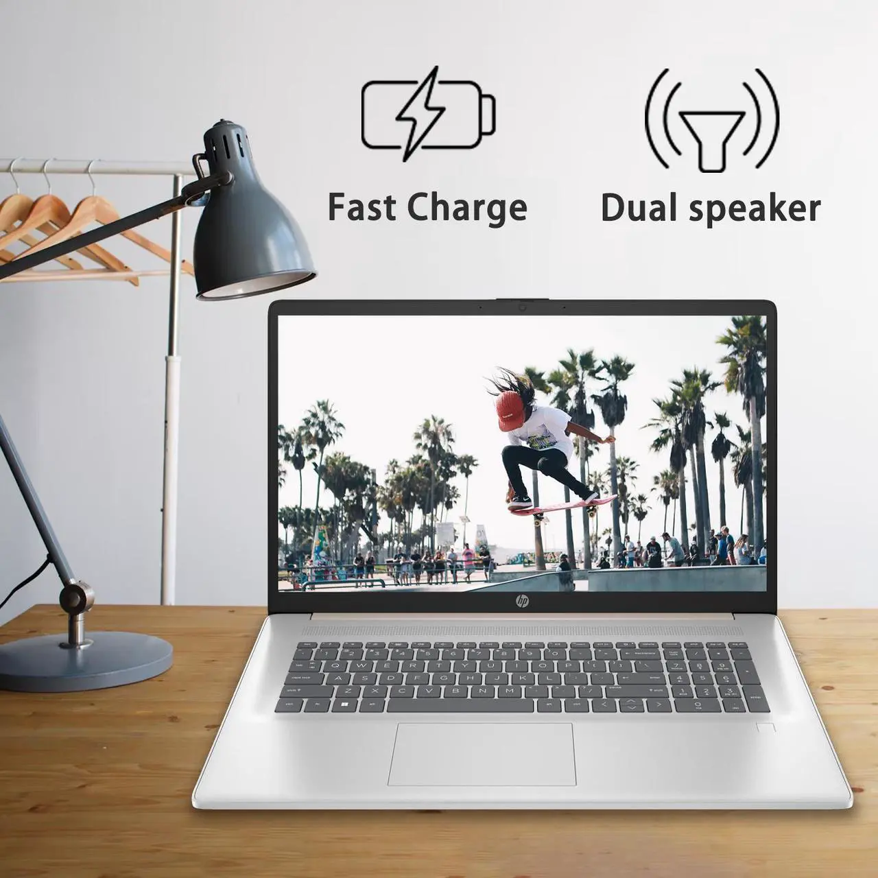 Alt view image 5 of 7 - HP Essential 17t Daily Laptop, 17.3-inch Touchscreen, 8 core Intel Processor, 32GB RAM, 2TB SSD, Fingerprint Reader, Wi-Fi 6, Windows 11 Home, Rose
