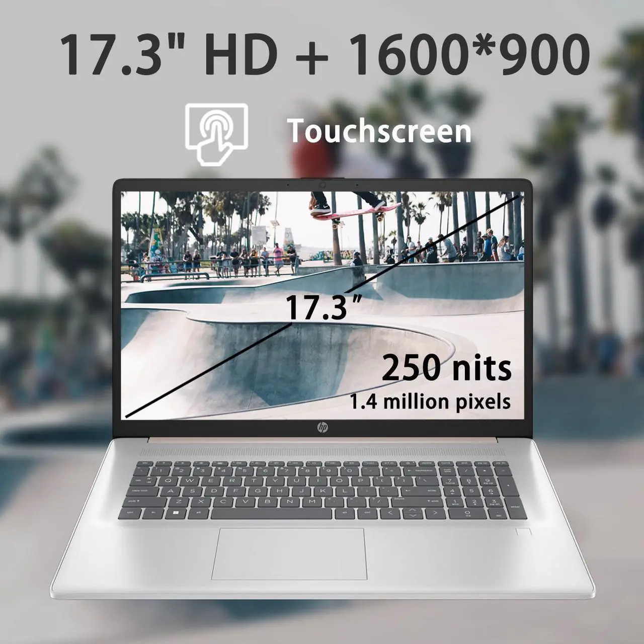 Alt view image 6 of 7 - HP Essential 17t Daily Laptop, 17.3-inch Touchscreen, 8 core Intel Processor, 32GB RAM, 2TB SSD, Fingerprint Reader, Wi-Fi 6, Windows 11 Home, Rose