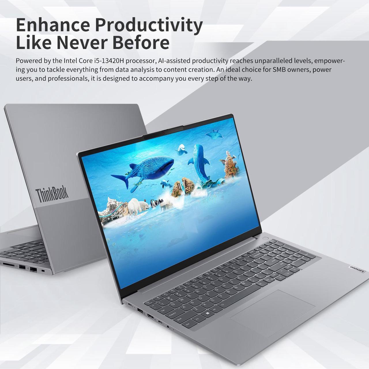 Alt view image 7 of 7 - Lenovo ThinkBook 16 Business Laptop, 16" FHD+ Display, Intel Core i5-13420H, 32GB DDR5 RAM, 1TB SSD, HDMI, SD Card Reader, HD 720p with Privacy Shutter, Wi-Fi 6, Windows 11 Pro, Grey