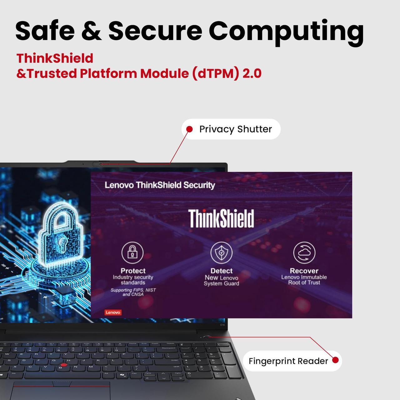 Alt view image 5 of 6 - Lenovo ThinkPad E16 Business AI Laptop, 16" FHD+, Intel Core Ultra 7 155U, 32GB DDR5 RAM, 1TB SSD, Fingerprint, Backlit, HDMI, Wi-Fi 6, Windows 11 Pro, Black