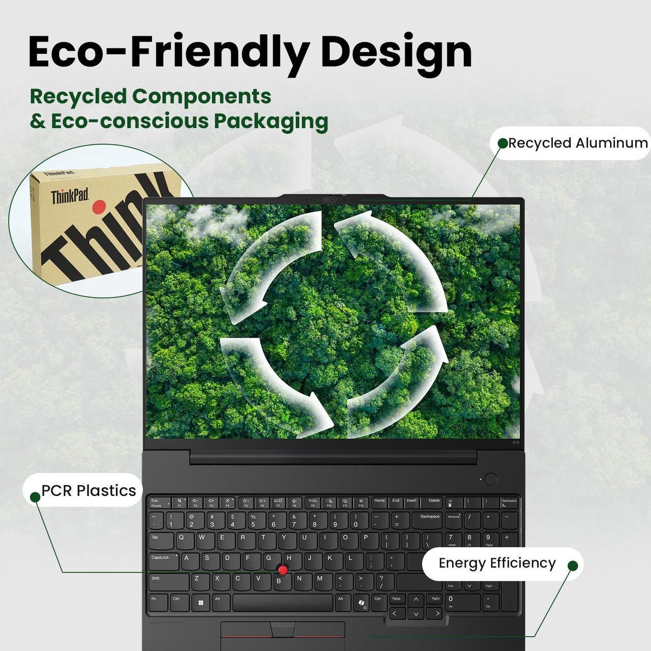 Alt view image 6 of 6 - Lenovo ThinkPad E16 Business AI Laptop, 16" FHD+, Intel Core Ultra 7 155U, 32GB DDR5 RAM, 1TB SSD, Fingerprint, Backlit, HDMI, Wi-Fi 6, Windows 11 Pro, Black