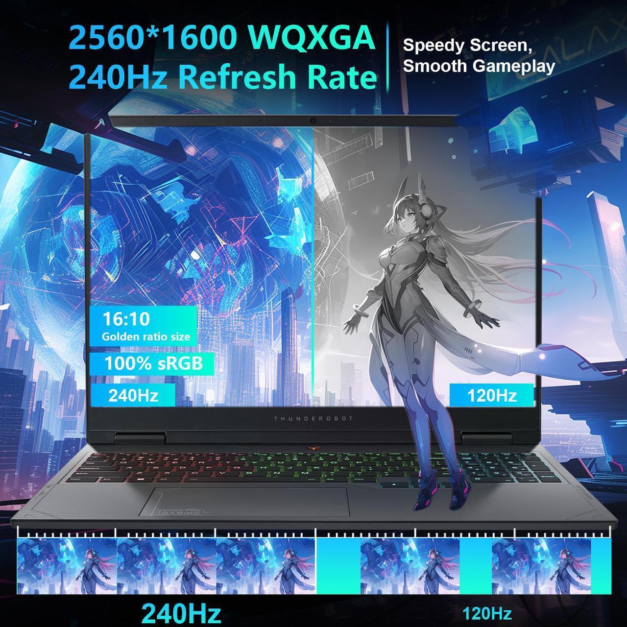 Alt view image 3 of 6 - Thunderobot Radiant 16 Gaming Laptop, 16" WQXGA 240Hz, Intel i9-13900HX, GeForce 4060, 16GB RAM, 512GB SSD, Windows 11 Home, Gray