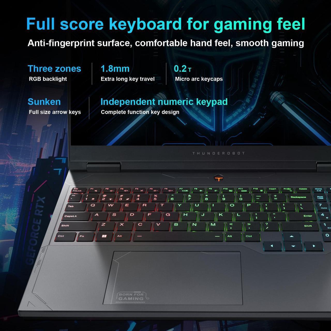 Alt view image 6 of 6 - Thunderobot Radiant 16 Gaming Laptop, 16" WQXGA 240Hz, Intel i9-13900HX, GeForce 4060, 16GB RAM, 512GB SSD, Windows 11 Home, Gray