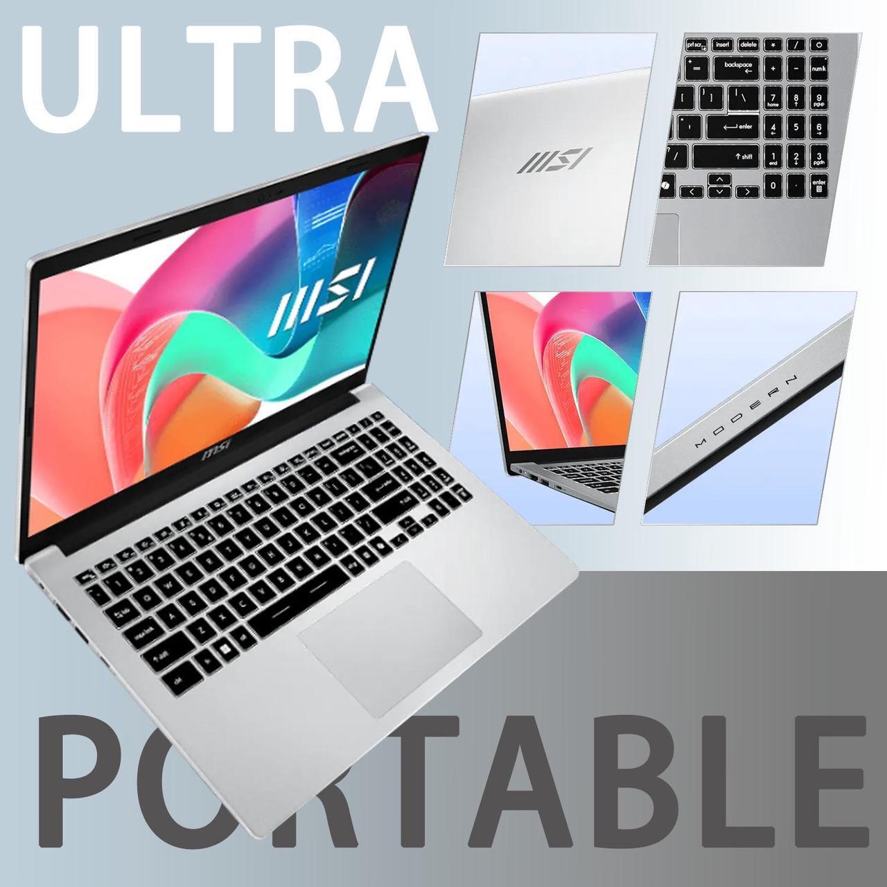 Alt view image 2 of 5 - MSI Modern 15 Laptop, 15.6" FHD, Intel Core i5-1335U, 16GB RAM, 1TB SSD, Wi-Fi 6, Win 11 Pro, Grey