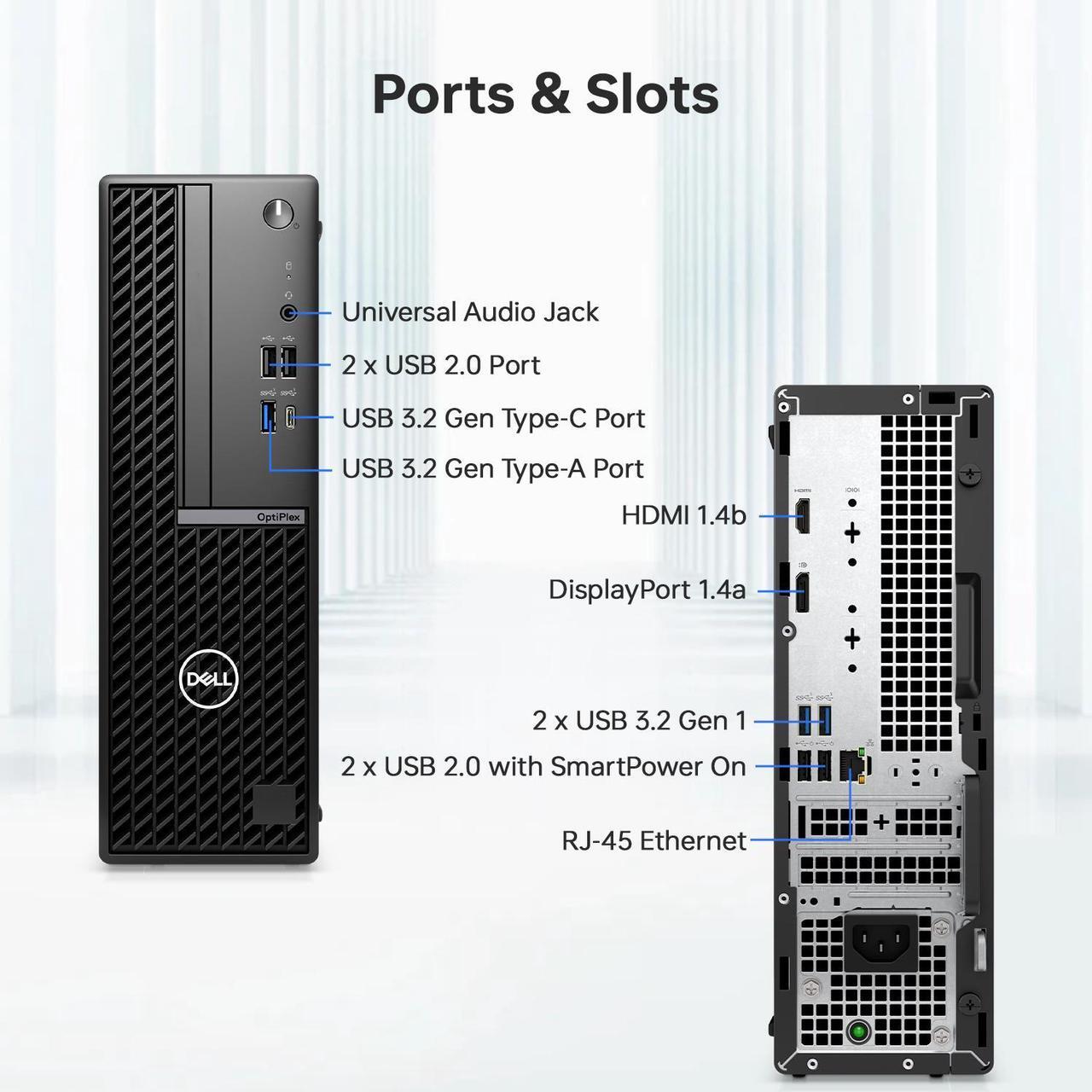 Alt view image 4 of 5 - DELL OptiPlex 7000 Series Compact Design Business SFF Desktop, Intel Core i5-14500, 32GB DDR5 RAM, 1TB SSD, DP Port, HDMI, USB A&C, RJ-45, Wired KB & M, Wi-Fi, Windows 11 Pro, Black