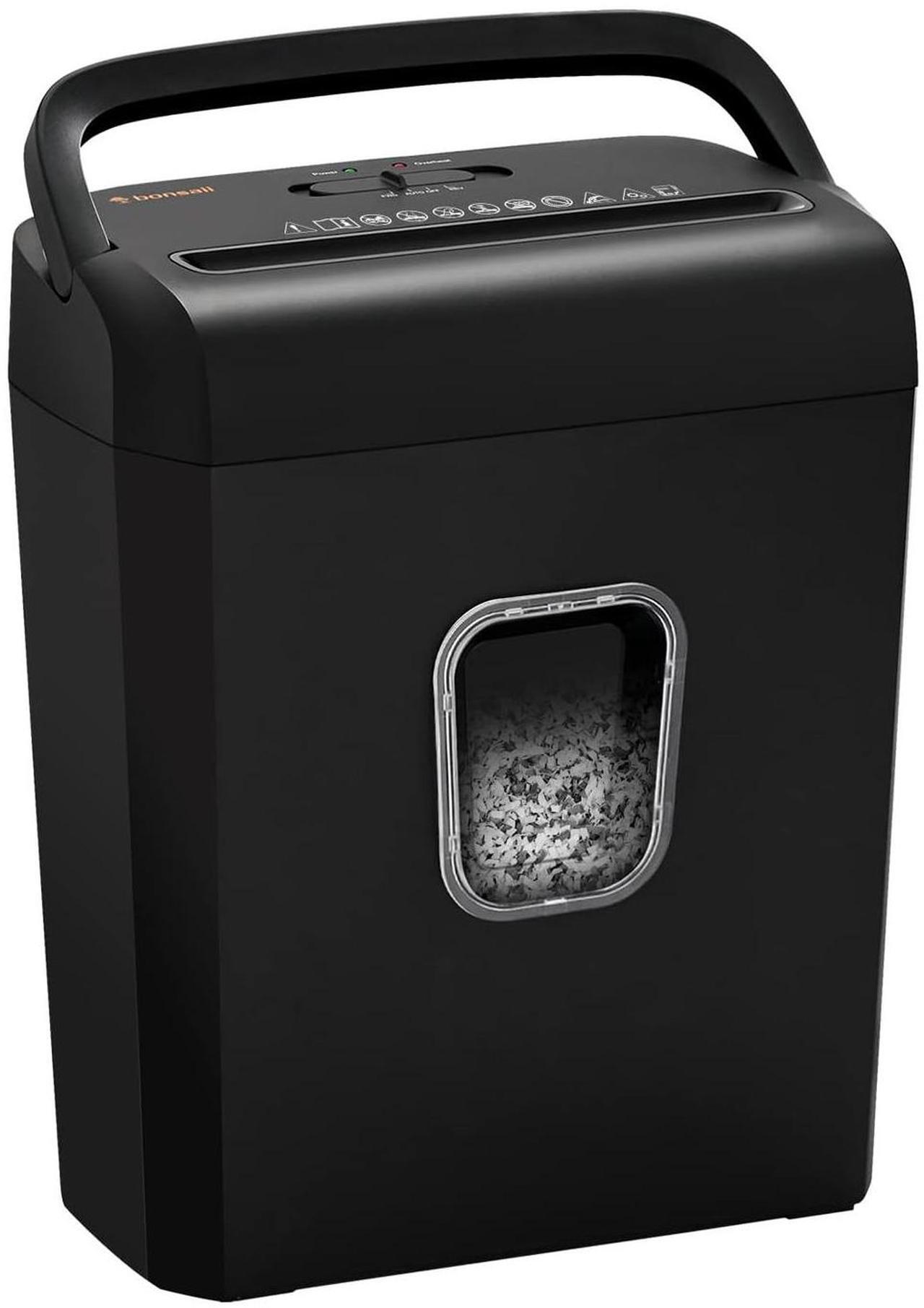 Main image of Bonsaii Micro-Cut Shredder, 6-Sheet Capacity, P-4 Security, Shreds Cards & Staples, 3.4-Gal Clear Bin, Black