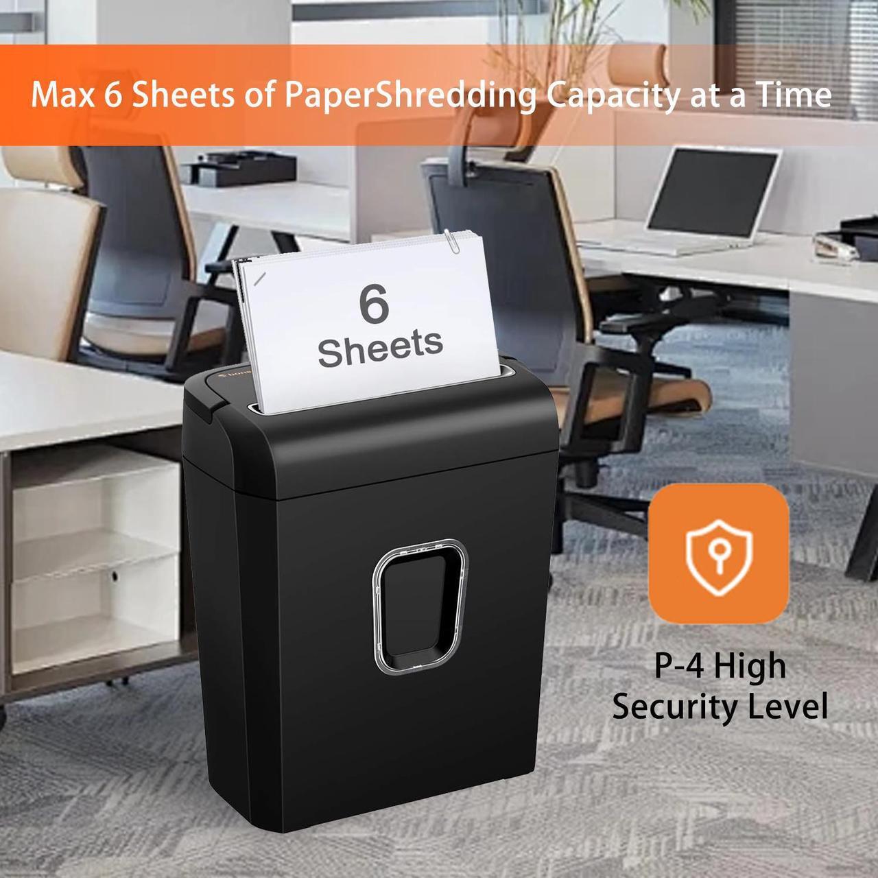 Alt view image 2 of 6 - Bonsaii Micro-Cut Shredder, 6-Sheet Capacity, P-4 Security, Shreds Cards & Staples, 3.4-Gal Clear Bin, Black