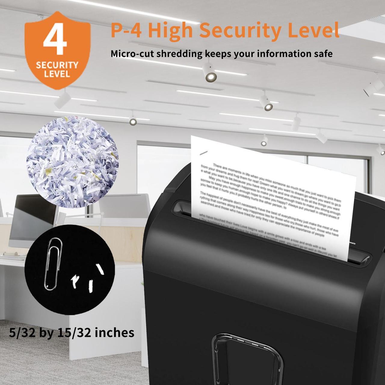 Alt view image 4 of 6 - Bonsaii Micro-Cut Shredder, 6-Sheet Capacity, P-4 Security, Shreds Cards & Staples, 3.4-Gal Clear Bin, Black