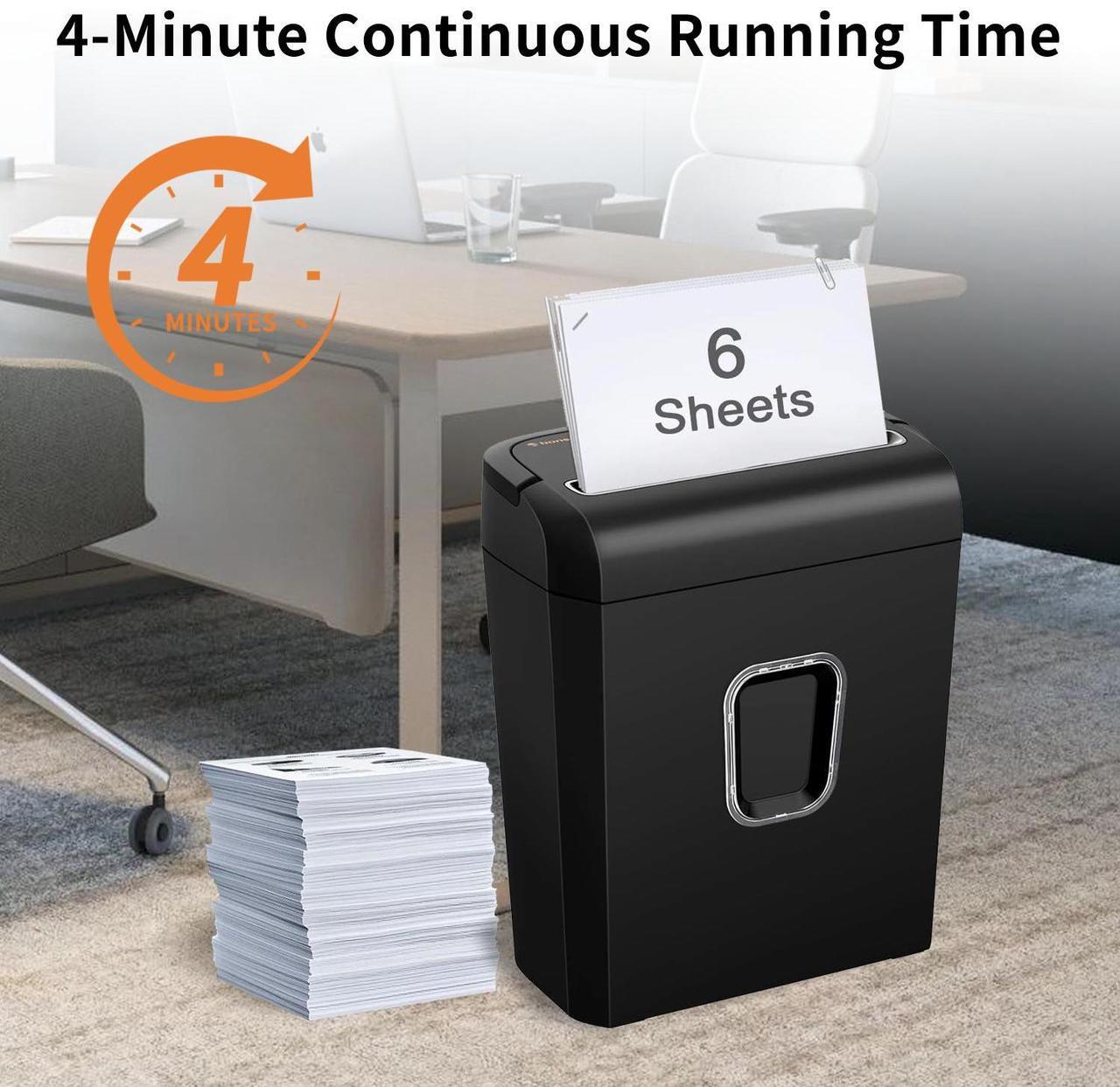 Alt view image 5 of 6 - Bonsaii Micro-Cut Shredder, 6-Sheet Capacity, P-4 Security, Shreds Cards & Staples, 3.4-Gal Clear Bin, Black