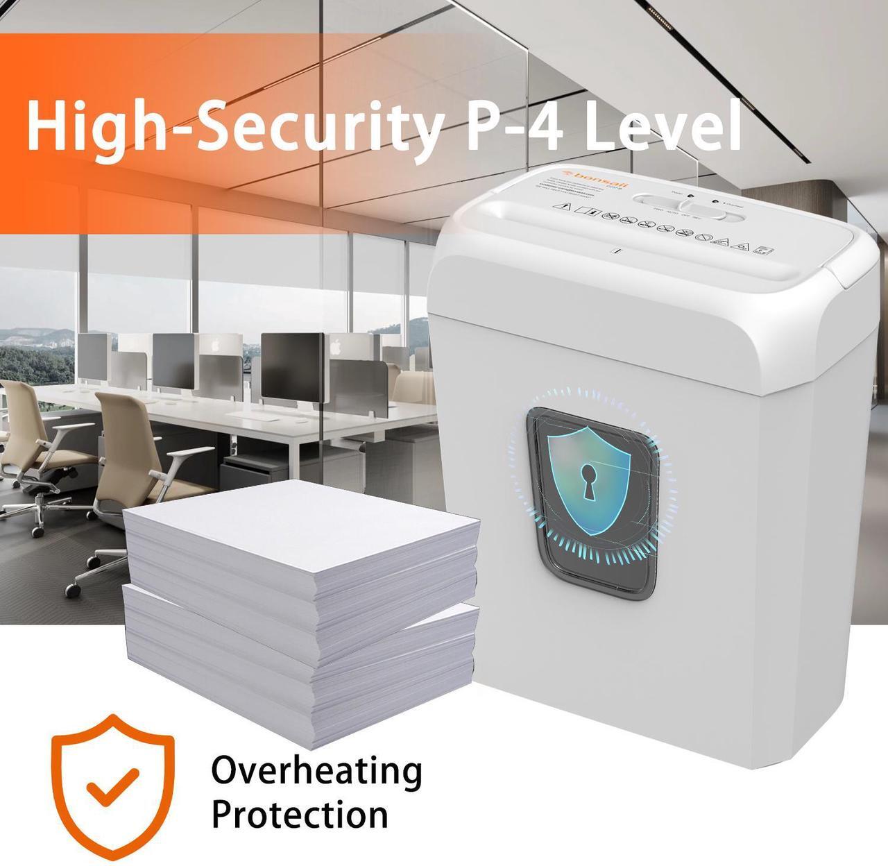 Alt view image 3 of 6 - Bonsaii Confidential Shredder, Ideal for home offices, this high-security device shreds up to 6 sheets at once, handling documents, mail, staples, and credit cards, 3.4-gallon bin, White
