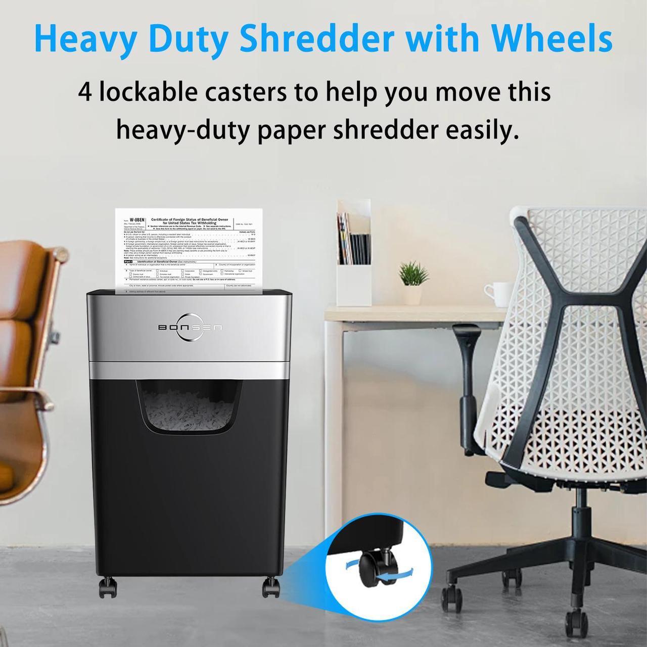 Alt view image 6 of 6 - BONSEN Heavy-Duty 16-Sheet Shredder, 60-Min Cross-Cut, Shreds CDs, Low-Noise (60dB), 5.3-Gal Bin, Anti-Jam, Perfect for Home & Office