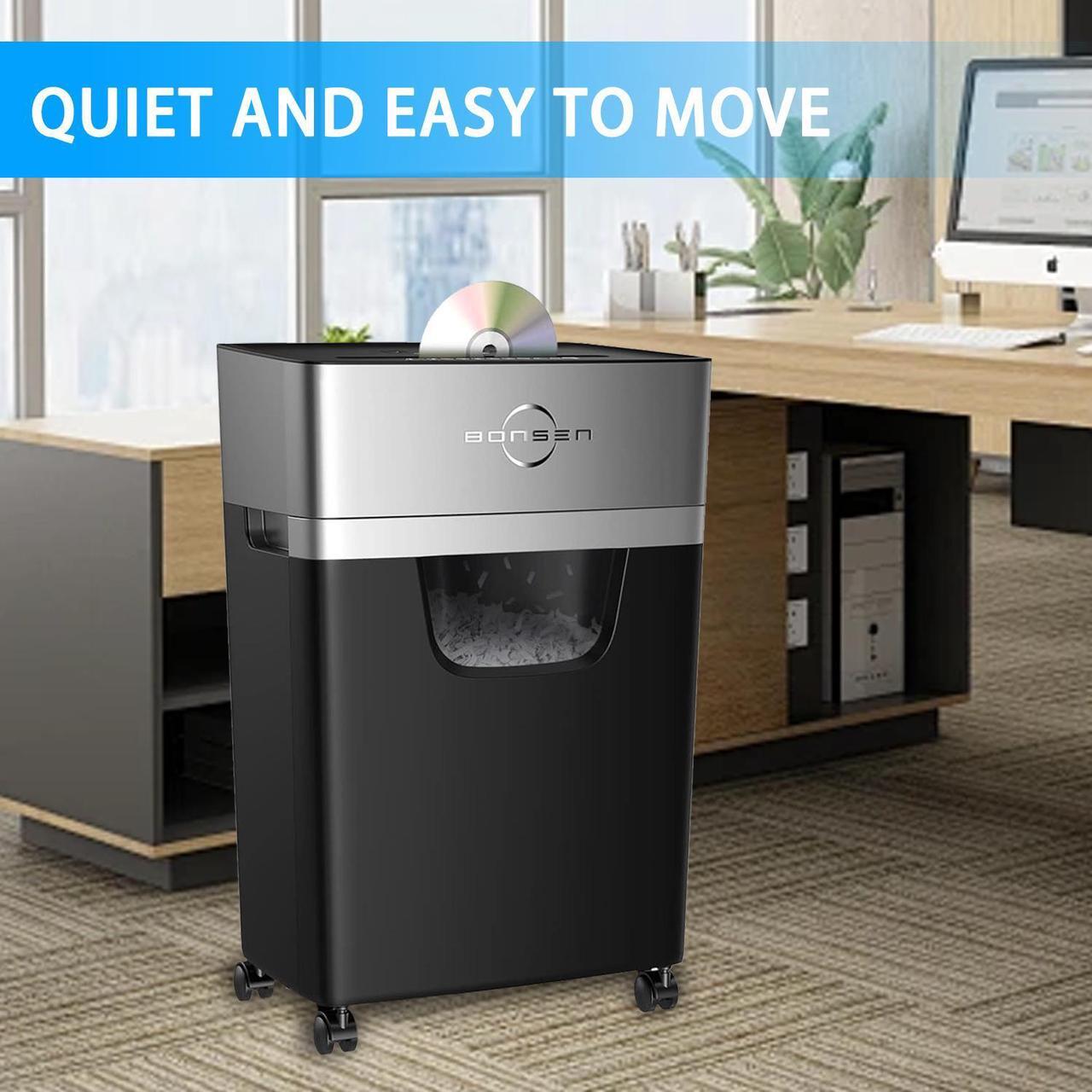 Alt view image 5 of 6 - BONSEN Heavy-Duty 16-Sheet Shredder, 60-Min Cross-Cut, Shreds CDs, Low-Noise (60dB), 5.3-Gal Bin, Anti-Jam, Perfect for Home & Office