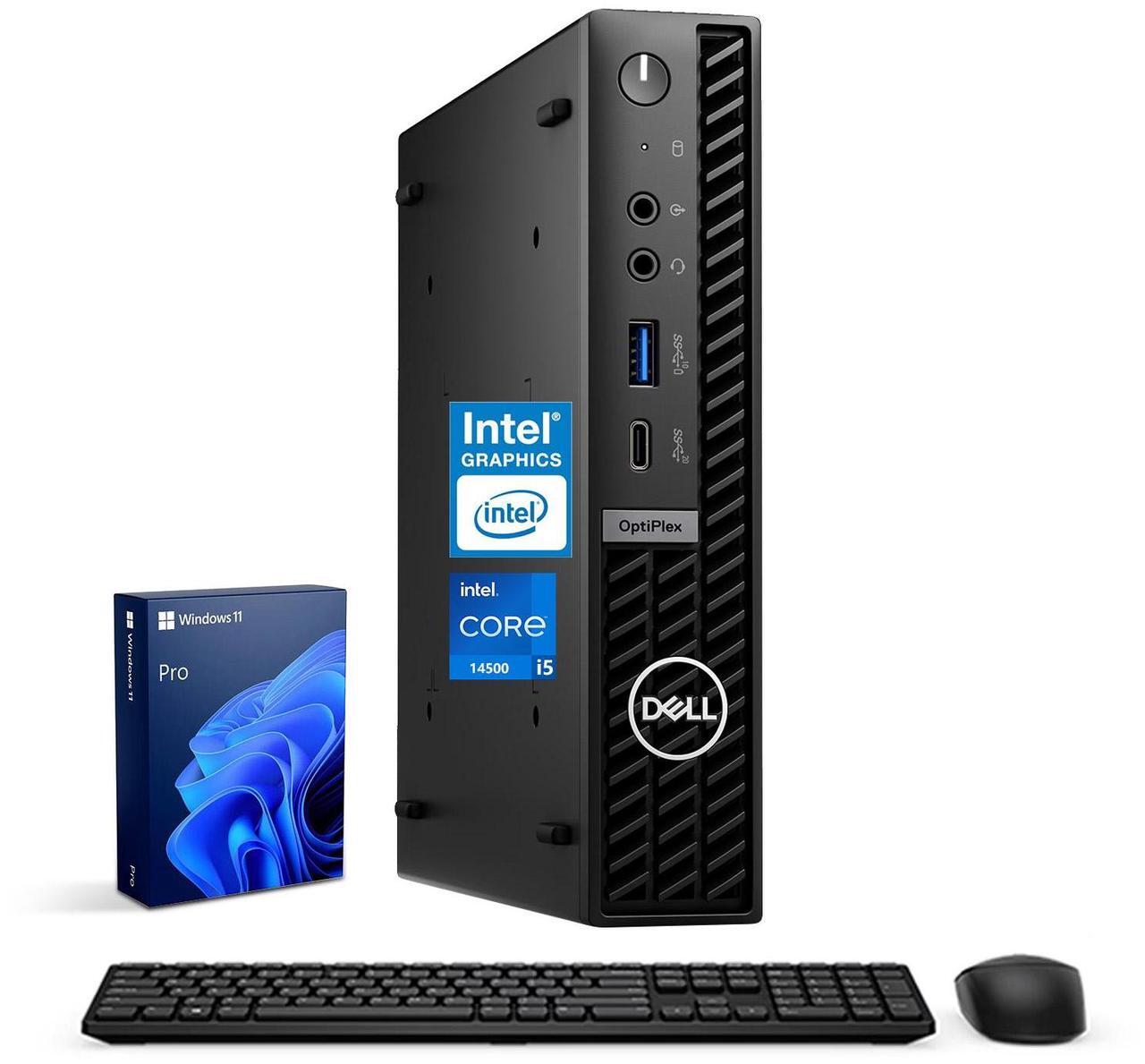 Main image of Dell OptiPlex Micro Plus 7020 Mini Business Desktop, 14th Gen Intel 14-Core i5-14500, 16GB DDR5 RAM, 1TB SSD, DP Port, Wireless Keyboard and Mouse, Wi-Fi 6, Windows 11 Pro with AI Copilot, Black