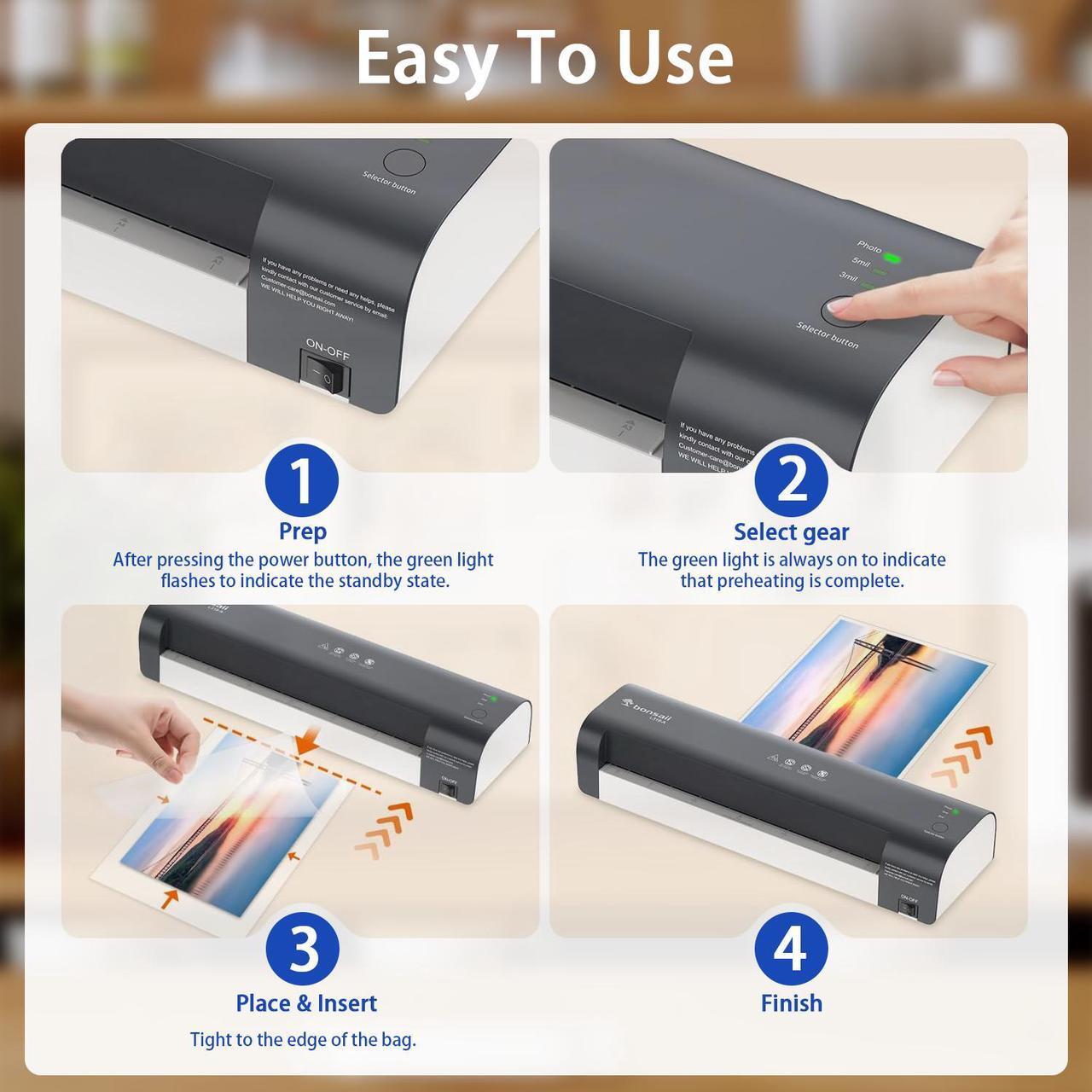 Alt view image 5 of 6 - Bonsen Bonsaii Laminator, 13 Inch 7-in-1 Thermal Laminator Machine with Never Jam Technology, with 40 Laminating Sheets for Home, Office, and Classroom Organization Supplies