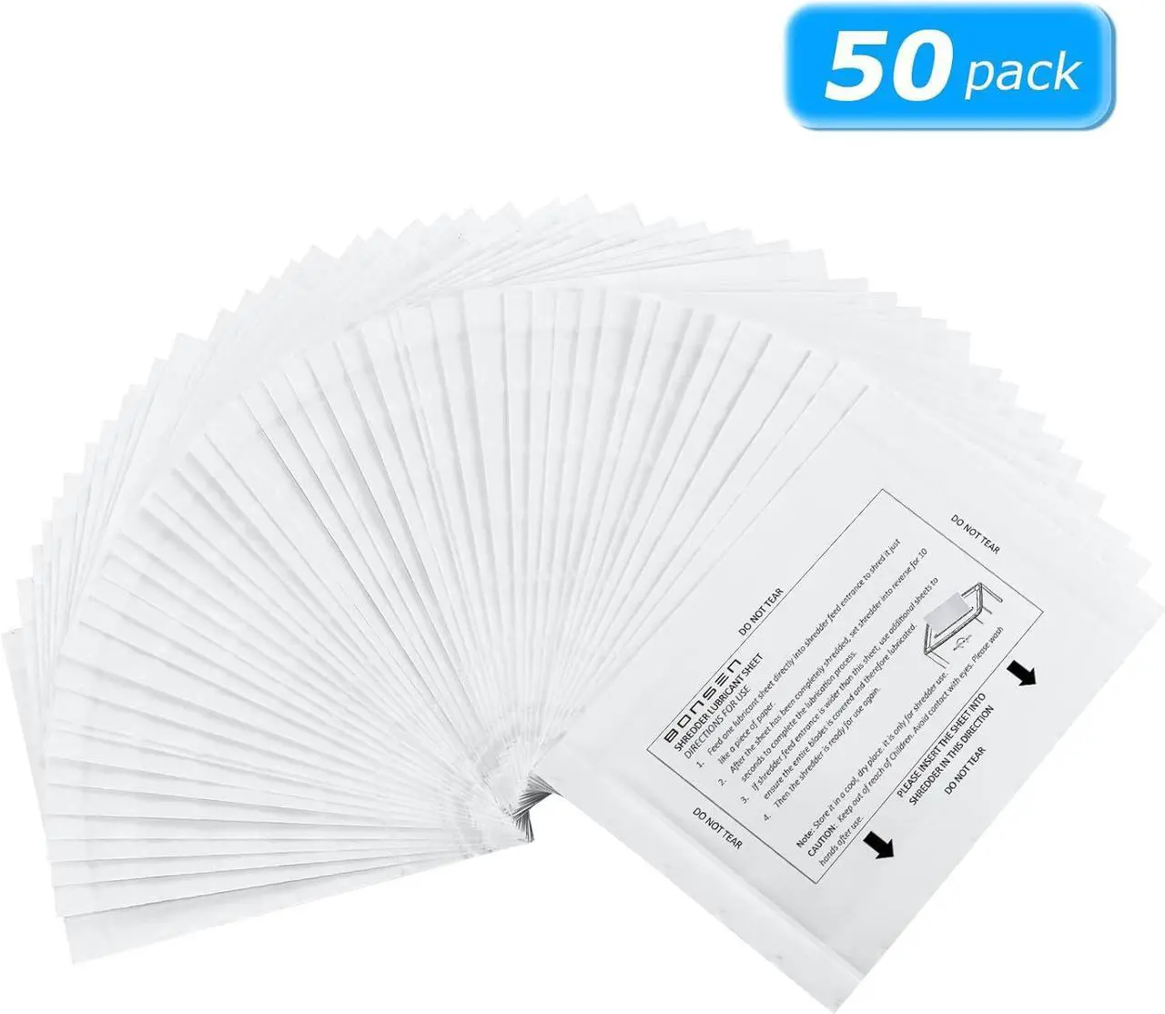 Alt view image 2 of 5 - Bonsen Paper Shredder Sharpening & Lubricant Sheets-Pack of 50, Lubricate shredder's blades, Optimization of shredding efficiency