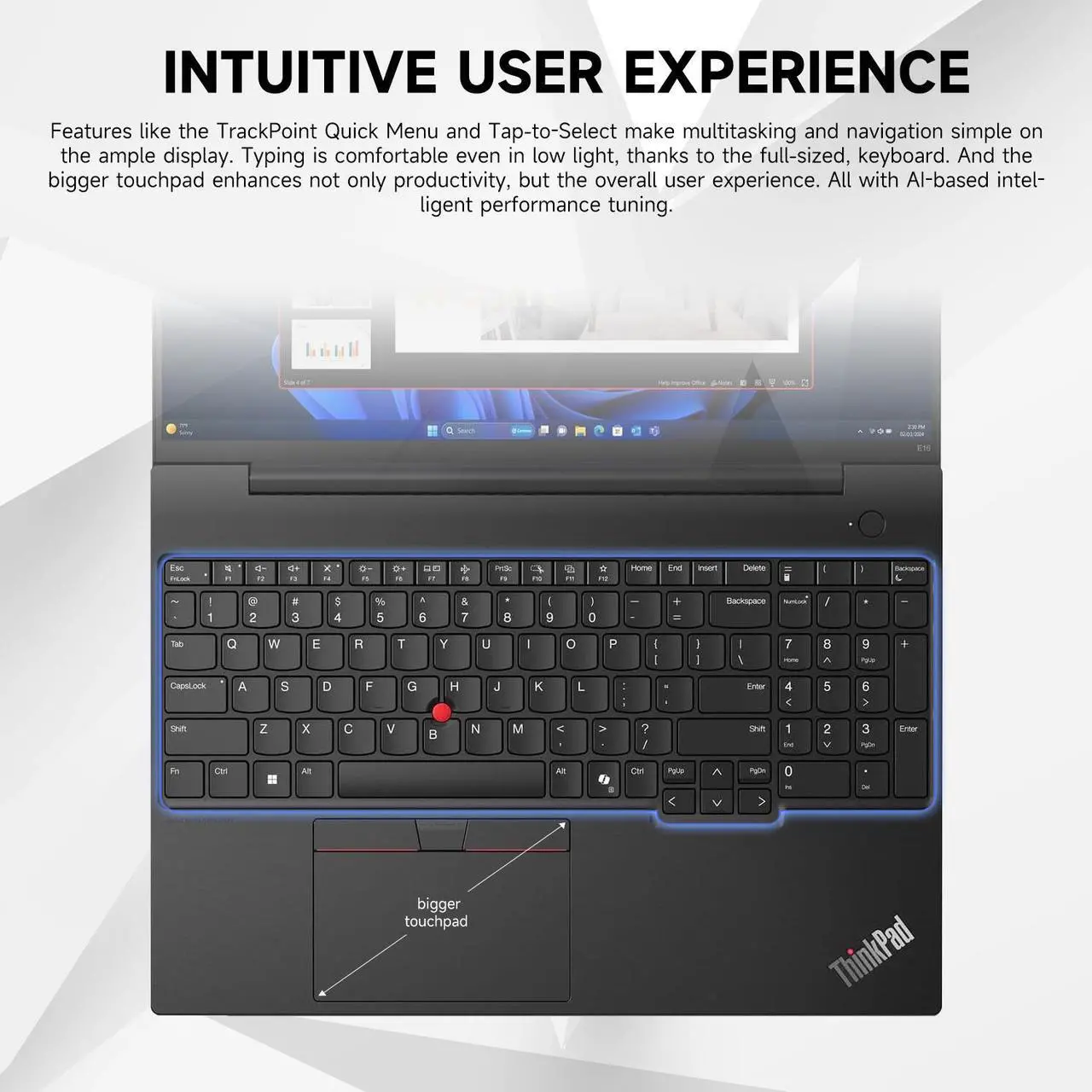 Alt view image 5 of 6 - Lenovo ThinkPad Business Laptop, 16" WUXGA, AMD Ryzen 5 7535U, 64GB DDR5 RAM, 2TB SSD, Fingerprint, Backlit, HDMI, Wi-Fi 6, Win 11 Pro, Black