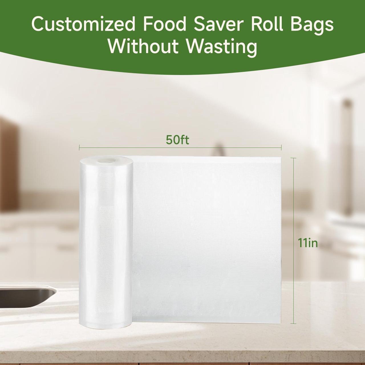 Alt view image 2 of 7 - Bonsenkitchen Vacuum Sealer Rolls, 8"x50' & 11"x50', BPA-Free, Commercial-Grade, Durable Customizable Bags for Efficient Food Storage & Sous Vide Cooking