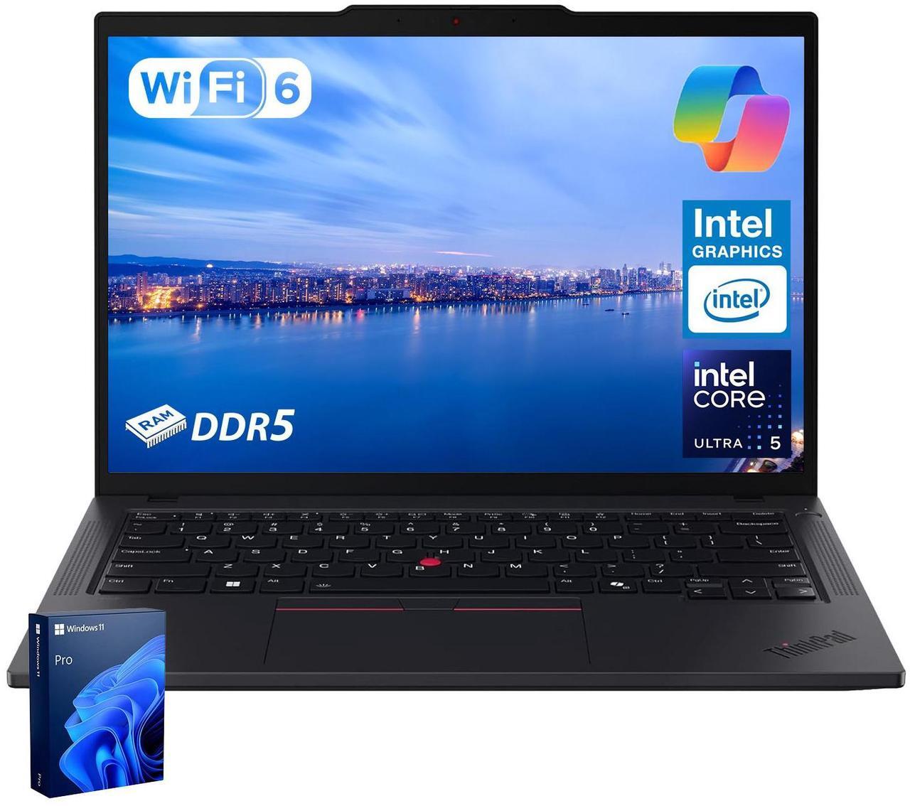 Main image of Lenovo ThinkPad T14 Business AI-powered Laptop, 14" FHD+ 1920*1200 Non-touch 60Hz, Intel Core Ultra 5 125U, 16GB DDR5 RAM, 512GB SSD, Fingerprint, Webcam, Backlit, Wi-Fi 6E, Windows 11 Pro, Black