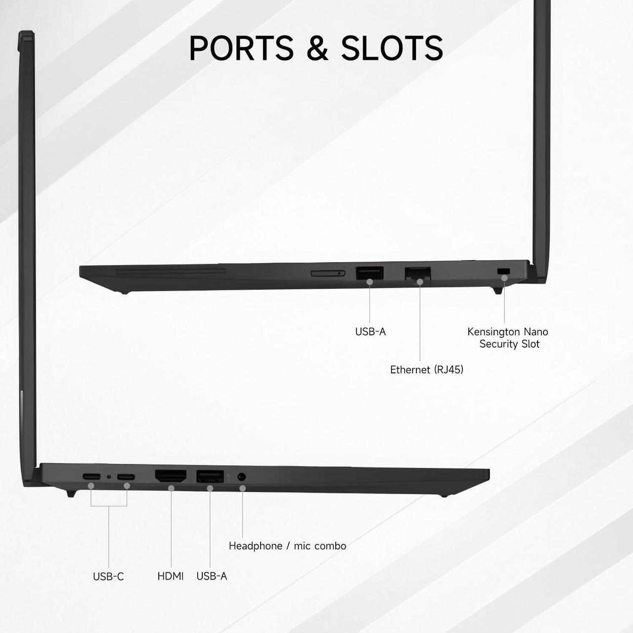 Alt view image 7 of 7 - Lenovo ThinkPad T14 Business AI-powered Laptop, 14" FHD+ 1920*1200 Non-touch 60Hz, Intel Core Ultra 5 125U, 16GB DDR5 RAM, 512GB SSD, Fingerprint, Webcam, Backlit, Wi-Fi 6E, Windows 11 Pro, Black