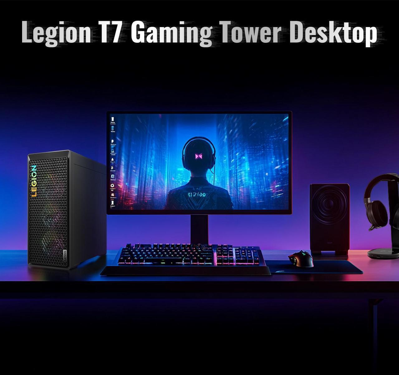 Alt view image 7 of 7 - Lenovo Legion Tower 7i Gen 8 Premium Gaming Desktop, Intel Core i9-14900KF, NVIDIA RTX 4080 SUPER, 32GB DDR5, 1TB SSD, RGB Light, VR Ready, Wi-Fi 6, Windows 11 Pro, Wired Keyboard & Mouse, Grey