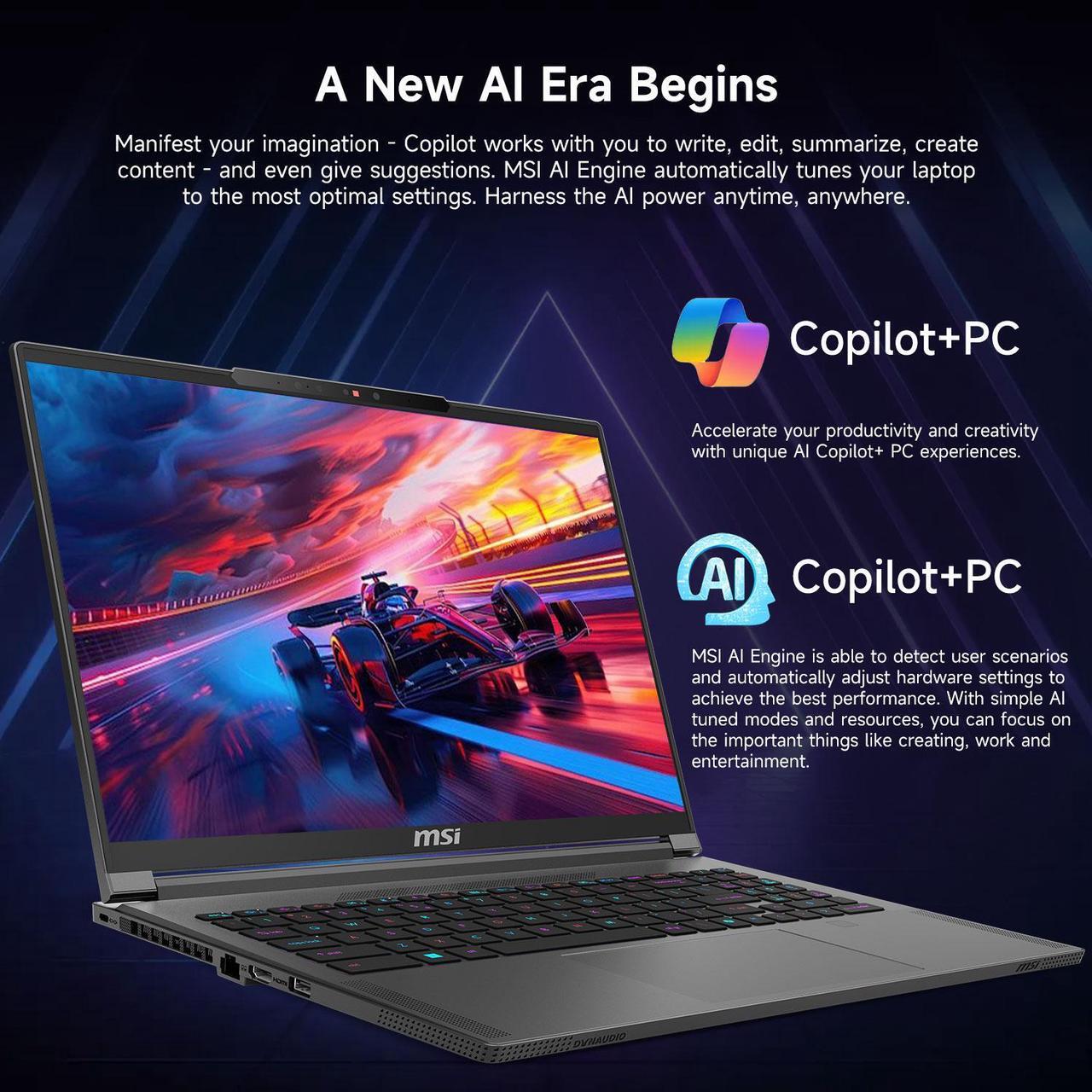 Alt view image 4 of 7 - MSI Creator 16 WQXGA 240Hz Copilot Business Trading Laptop, AMD Ryzen AI 9 365, GeForce RTX 4060, 32GB RAM, 1TB SSD, Creativity With AI Studio, Wi-Fi 7, Win 11 P, Grey