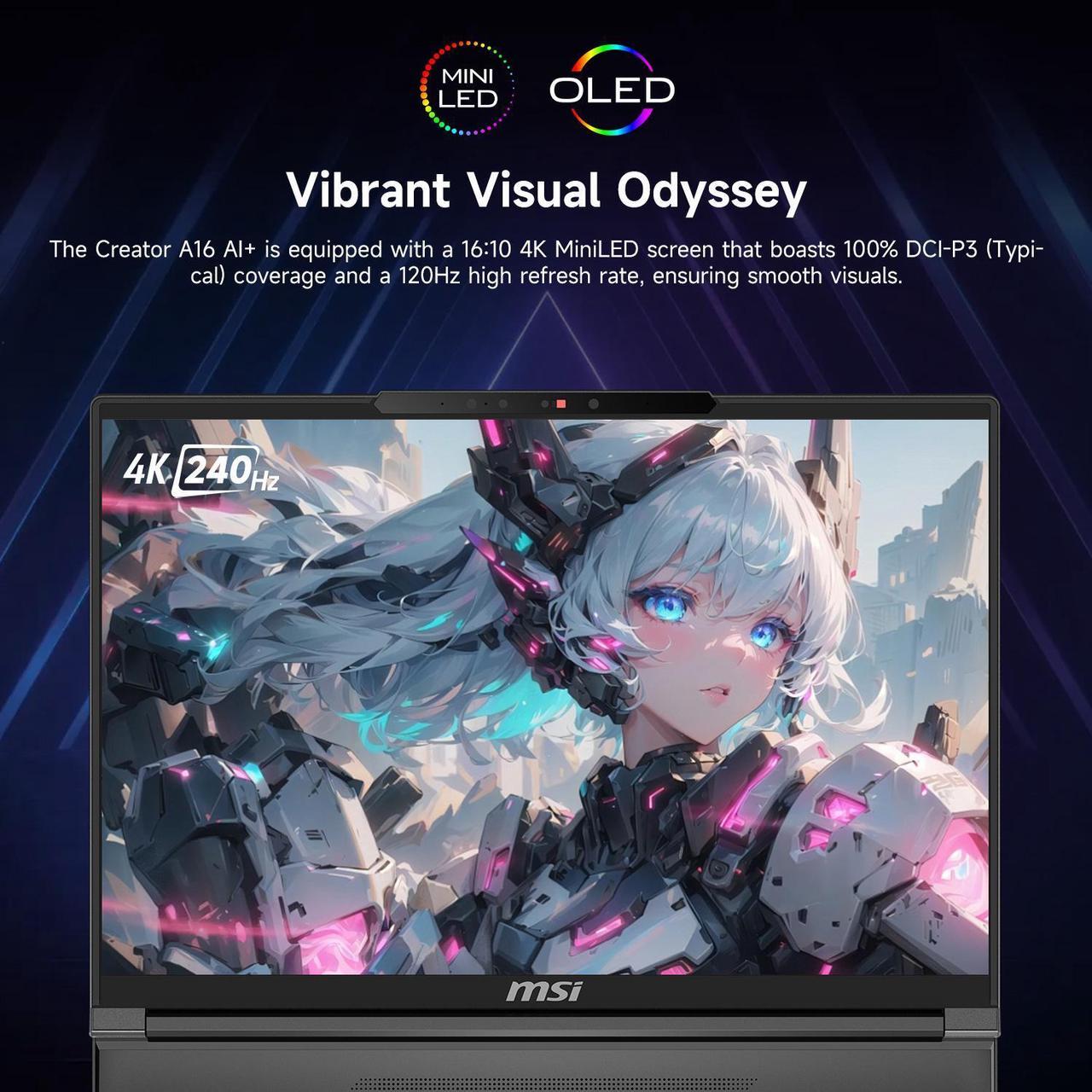 Alt view image 5 of 7 - MSI Creator 16 WQXGA 240Hz Copilot Business Trading Laptop, AMD Ryzen AI 9 365, GeForce RTX 4060, 32GB RAM, 1TB SSD, Creativity With AI Studio, Wi-Fi 7, Win 11 P, Grey