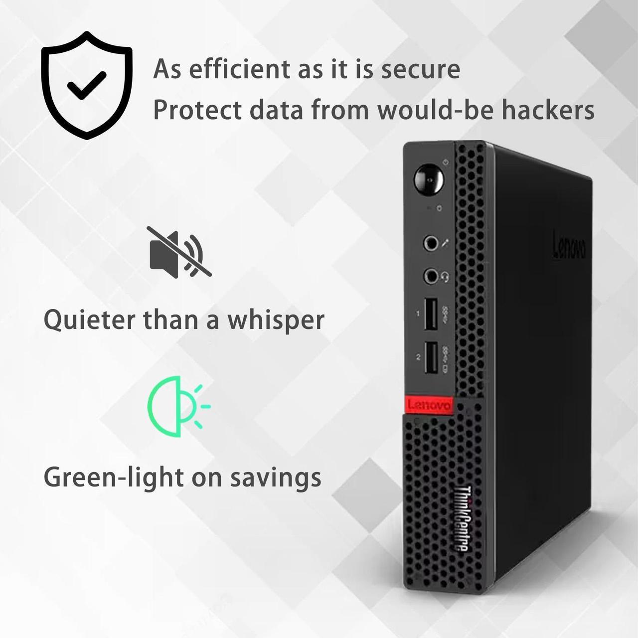 Alt view image 5 of 6 - Lenovo ThinkCentre M625q Business MFF Desktop, AMD A4 9120C, 8GB RAM, 256GB SSD, DP, Type-C, Support 2-Monitor 4K, RJ-45, Wi-Fi, Windows 11 Pro, Black