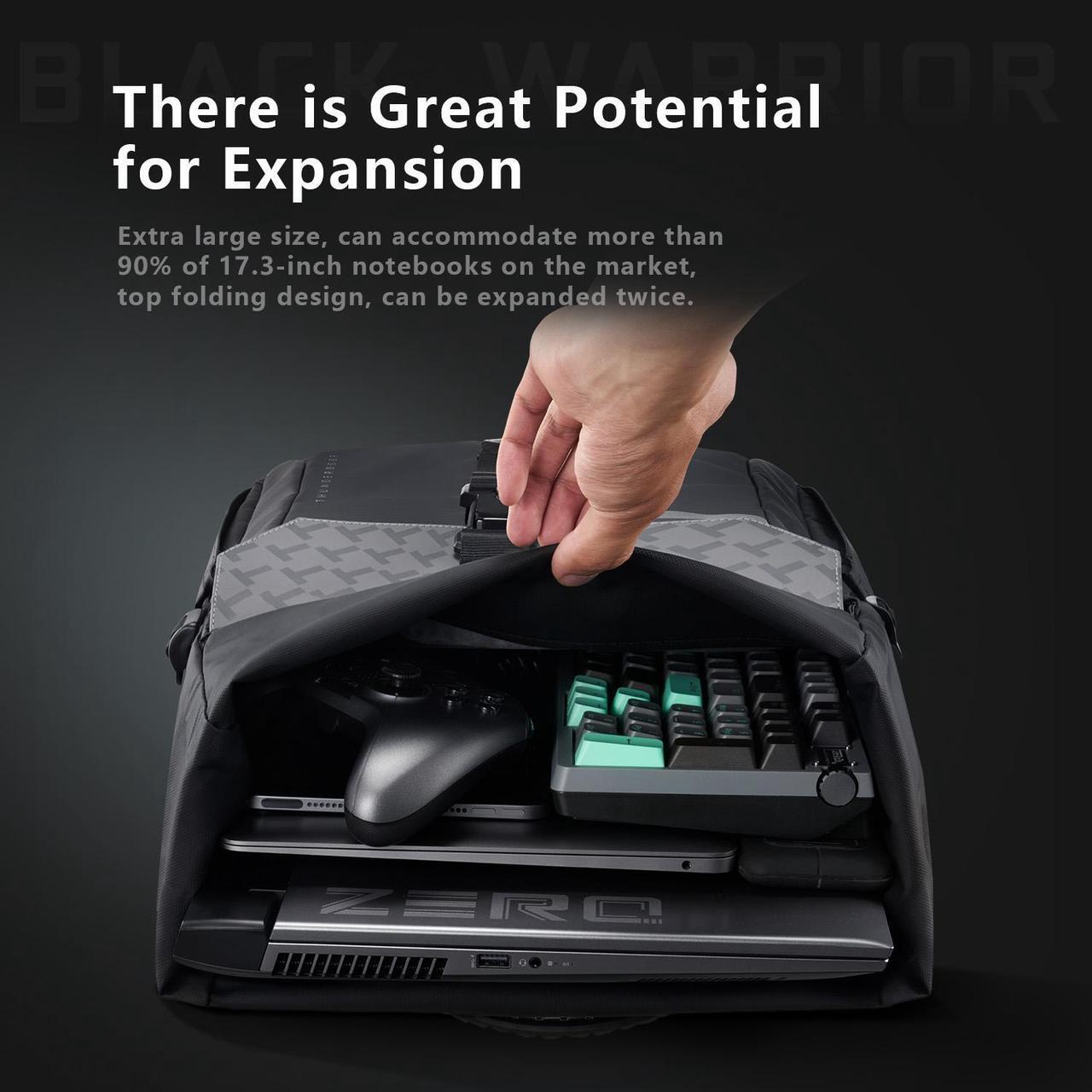 Alt view image 2 of 7 - Thunderobot Dark Warrior Pro 17.3" Gaming Laptop Backpack, Travel Computer Bag, Water-Resistant, Anti-Scratch, Large Capacity, Business Casual, Black