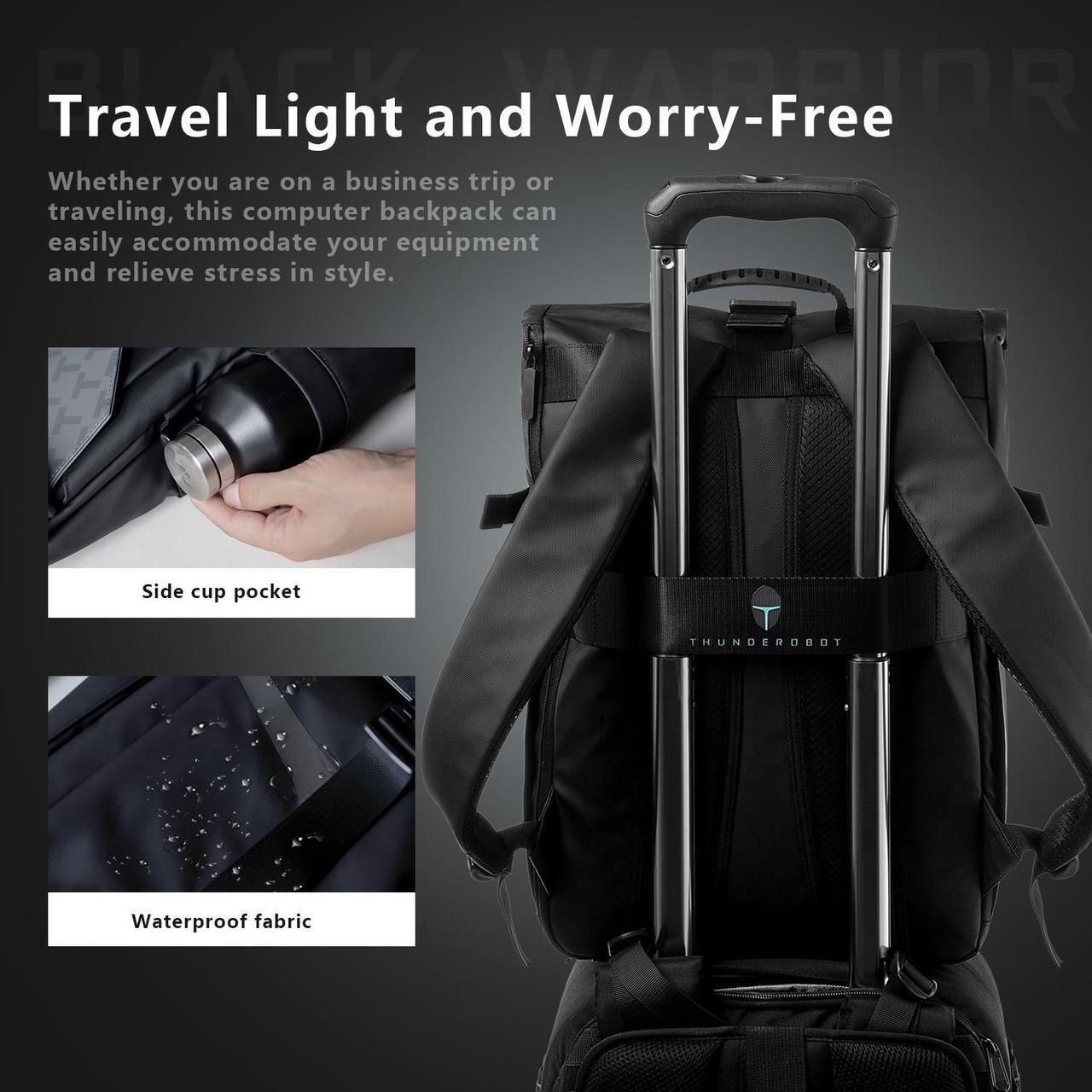 Alt view image 3 of 7 - Thunderobot Dark Warrior Pro 17.3" Gaming Laptop Backpack, Travel Computer Bag, Water-Resistant, Anti-Scratch, Large Capacity, Business Casual, Black