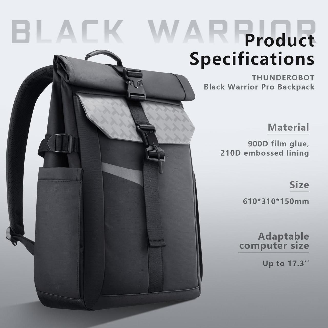Alt view image 6 of 7 - Thunderobot Dark Warrior Pro 17.3" Gaming Laptop Backpack, Travel Computer Bag, Water-Resistant, Anti-Scratch, Large Capacity, Business Casual, Black