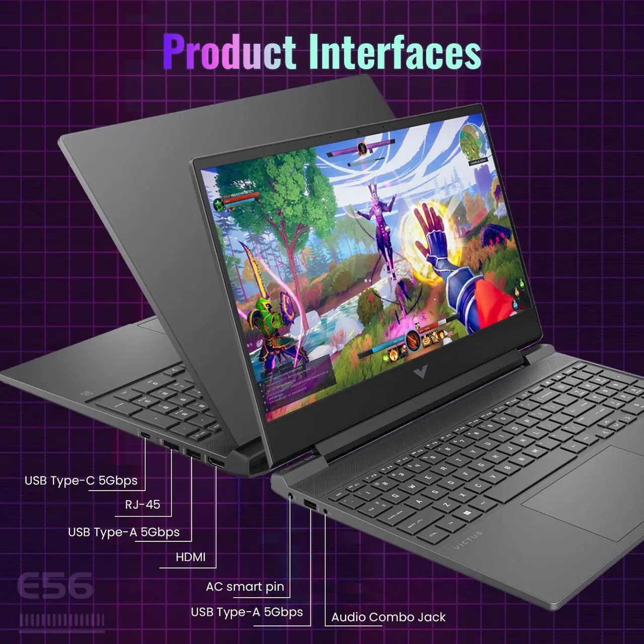 Alt view image 6 of 7 - HP Victus 15 High FPS Gaming Laptop, Intel Core i5-13420H(Beats Intel i7-12650H), NVIDIA GeForce RTX 4050, 15.6 144Hz FHD, 64GB RAM, 1TB SSD, Backlit KB, Wi-Fi 6, HD Camera, Windows 11 Pro, Silver
