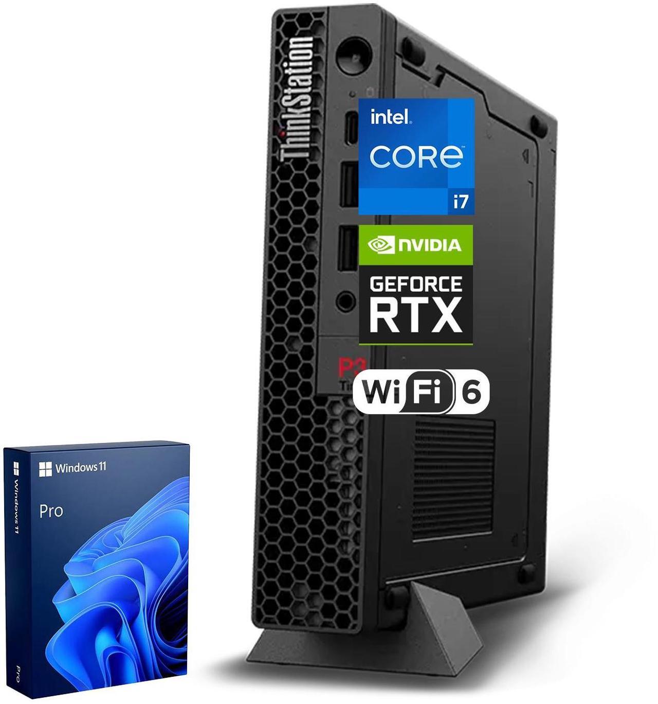 Main image of Lenovo ThinkStation P3 Tiny Workstation for Business, Intel 20-Core i7-14700, NVIDIA T400, 64GB DDR5, 1TB SSD, HDMI, DP, Wi-Fi 6, W11 Pro, Black