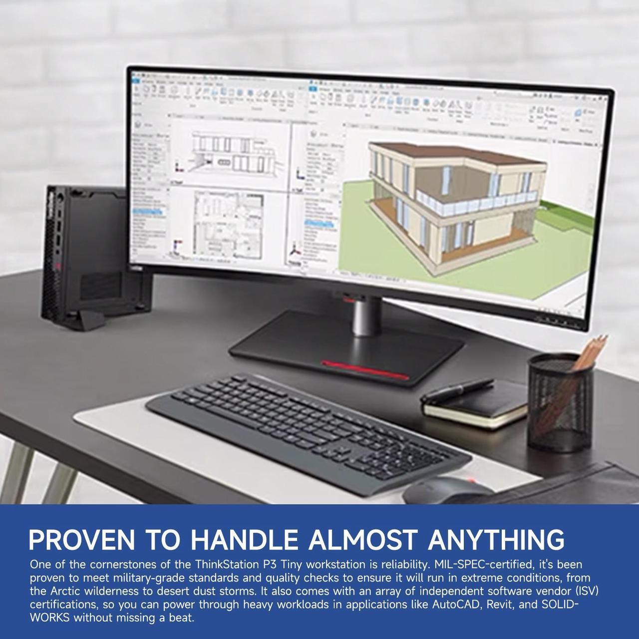 Alt view image 6 of 7 - Lenovo ThinkStation P3 Tiny Workstation for Business, Intel 20-Core i7-14700, NVIDIA T400, 64GB DDR5, 1TB SSD, HDMI, DP, Wi-Fi 6, W11 Pro, Black