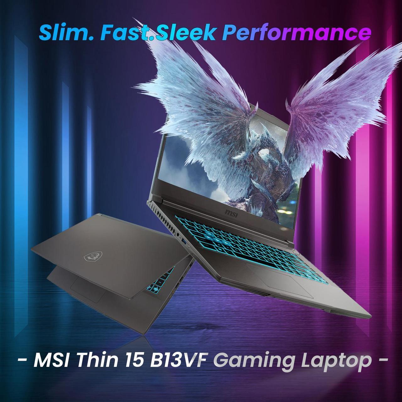 Alt view image 2 of 7 - MSI Thin 15 15.6 144Hz IPS Slim Pro VR-Ready Gaming Laptop, Intel Core i5-13420H(Beats Ryzen 7 7435HS), NVIDIA GeForce RTX 4060, 64GB RAM, 1TB SSD, Wi-Fi 6, Backlit Keyboard, Windows 11 Pro, Gray